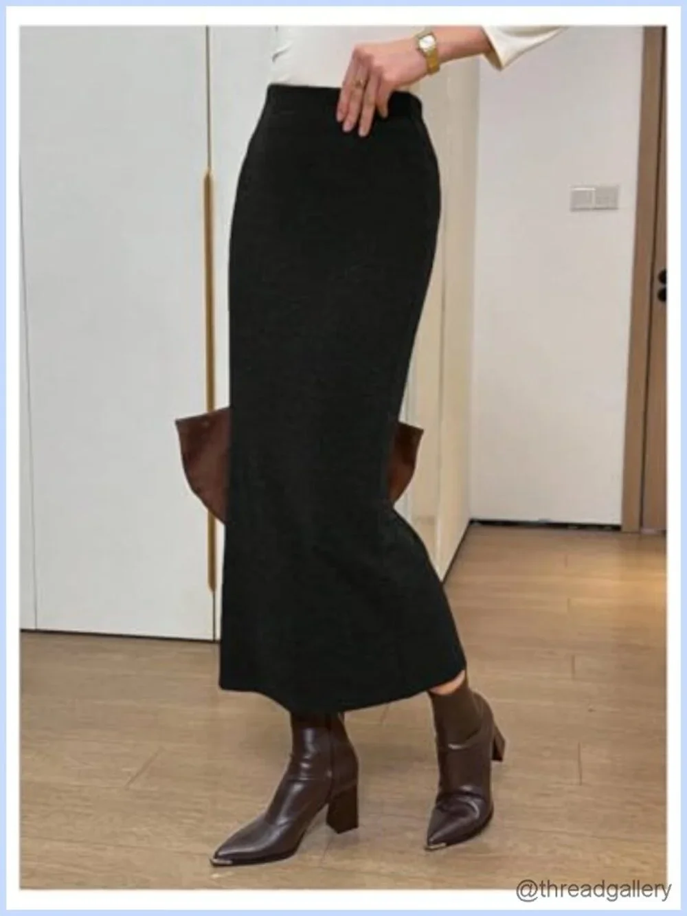 Women's Knit Pencil Skirt High Waisted Elastic Long Fall Winter